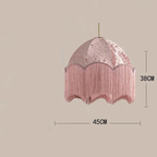 Ouaelix bohemian fringe pendant light - Blush Pink velvet shade