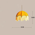 Ouaelix bohemian fringe pendant light - Golden Amber velvet shade