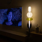 Petrovia stacked glass pebble floor lamp in Chartreuse