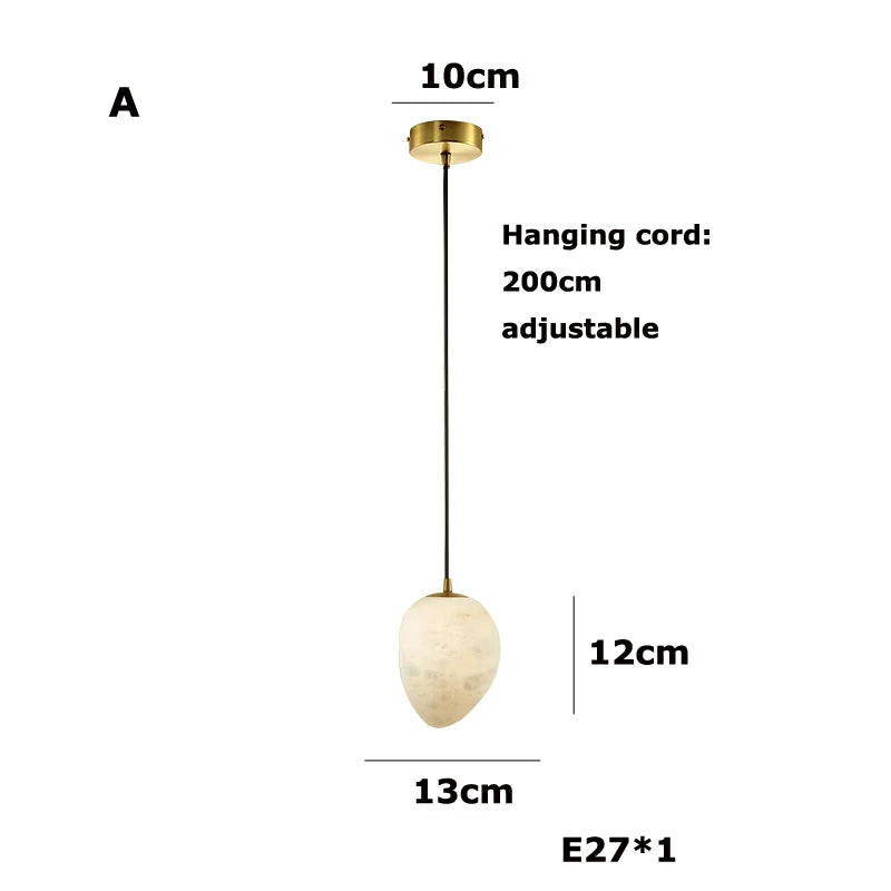 Alabaster Pebble Pendant & Wall Light – Praxon – Pendant A Dimensions