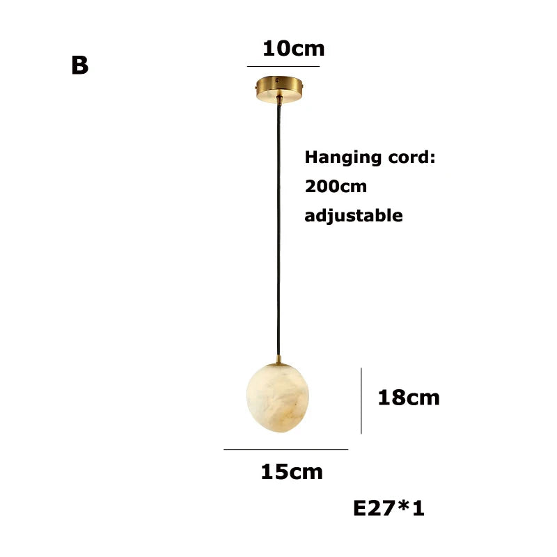 Alabaster Pebble Pendant & Wall Light – Praxon – Pendant B Dimensions
