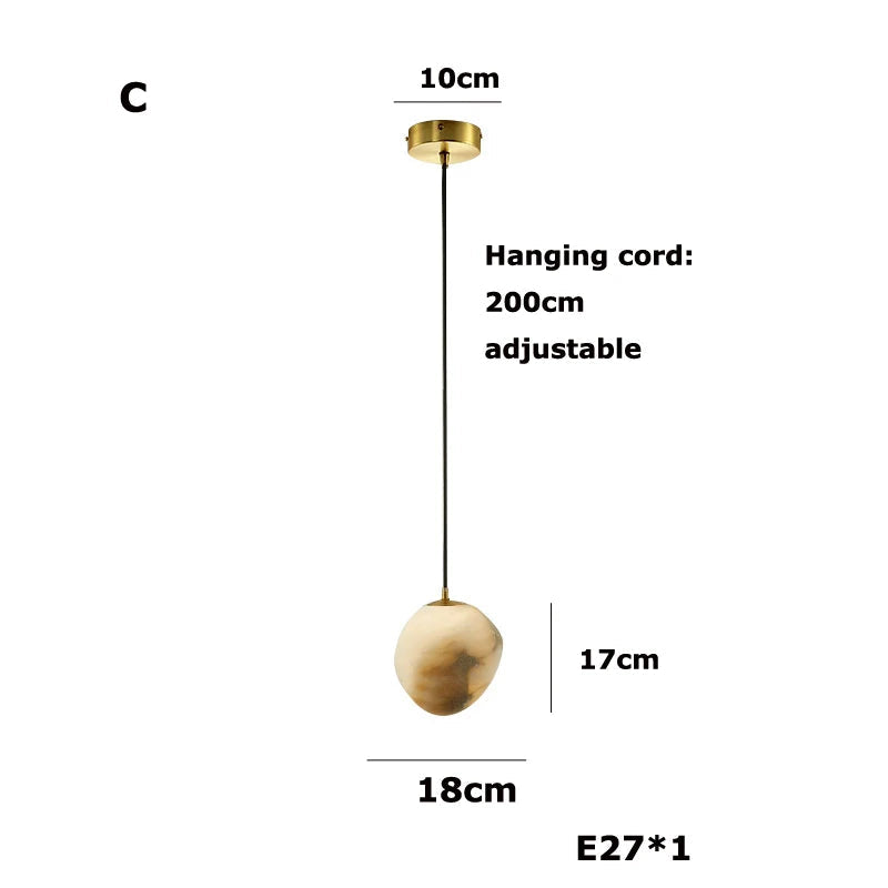 Alabaster Pebble Pendant & Wall Light – Praxon – Pendant C Dimensions
