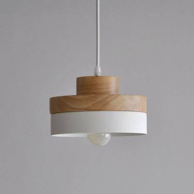 Scandinavian Wood & Metal Pendant Light Eldon – Round White