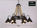 Industrial Hemp Rope Cone Chandelier Qaelvorn – 6 Lights, Ø92 x H60cm