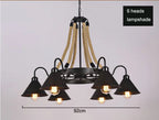 Industrial Hemp Rope Cone Chandelier Qaelvorn – 6 Lights, Ø92 x H60cm