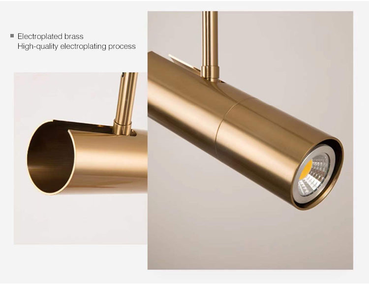 Slim Adjustable Spotlight Pendant Light – Rolantis – Brushed Gold Detail