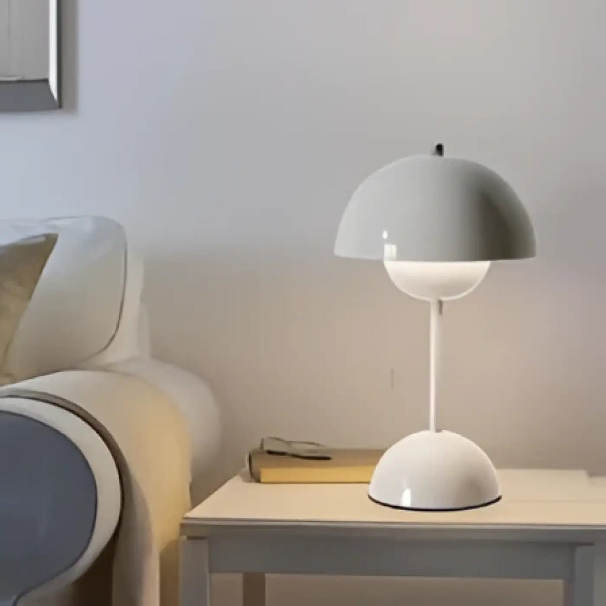 Rudira Butter Yellow lamp on wooden dining table