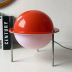 Saturnira lamp – cream equatorial ring and chrome legs detail