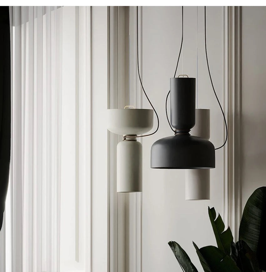 Nordic Bottle-Neck Metal Pendant Light Solenne – White Finish Detail