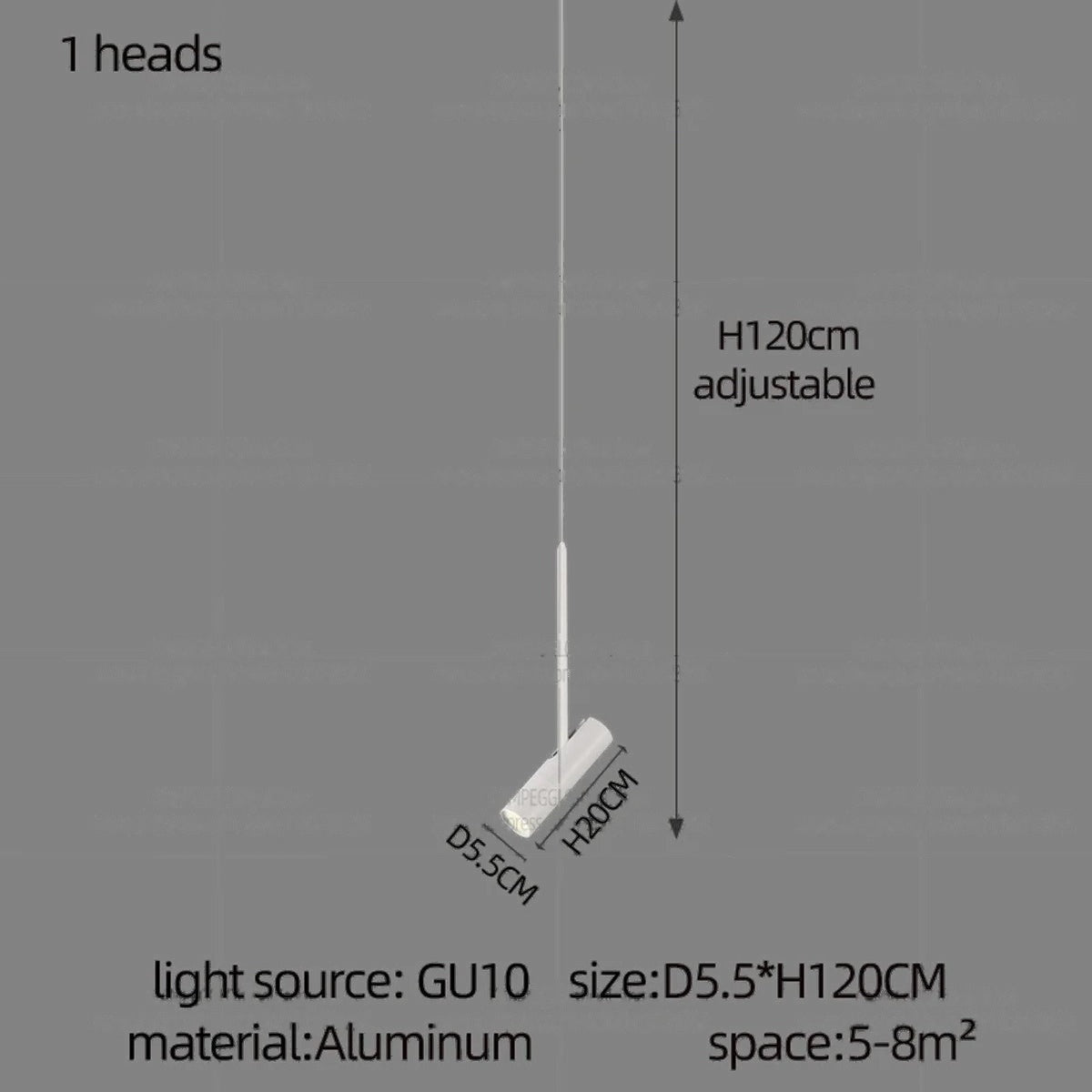 Solerno adjustable multi-head spot pendant — 1 Head configuration