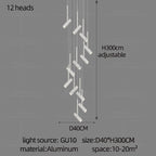 Solerno adjustable multi-head spot pendant — 12 Heads configuration