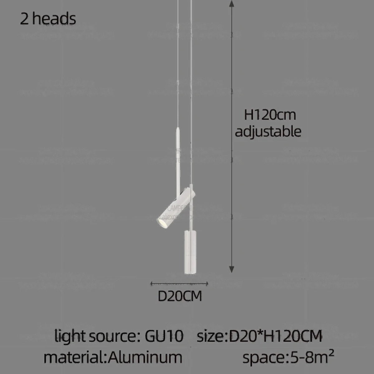 Solerno adjustable multi-head spot pendant — 2 Heads configuration