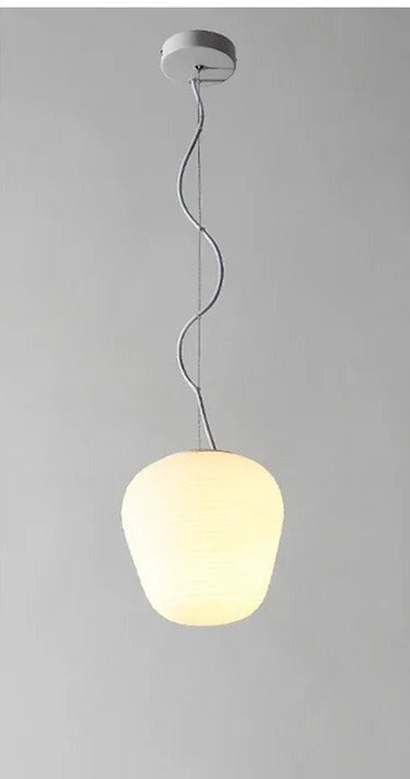 Scandinavian Ribbed Opal Pendant Light Solvik – 24cm Barrel Shape