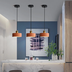Sorvane Pendant Light – Wide Cone Terracotta Trio Over Breakfast Bar
