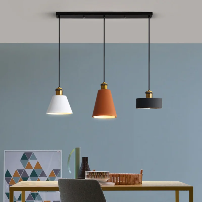 Sorvane Pendant Light – Dining Room Trio (Wide Cone White, Tall Cone Terracotta, Drum Black)