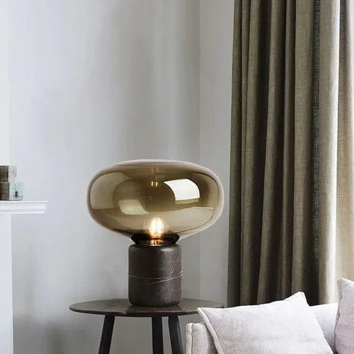 Black Marquina Marble Blown Glass Table Lamp Gravion – Hero Shot