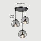 Glass Globe Cluster Pendant Trivorn – 3-Light Round Base, Smoked Gray, Dimensions