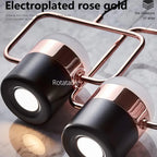 Rotatable-Head Linear Spotlight Bar Chandelier Corvino – Rotatable head detail, electroplated rose gold