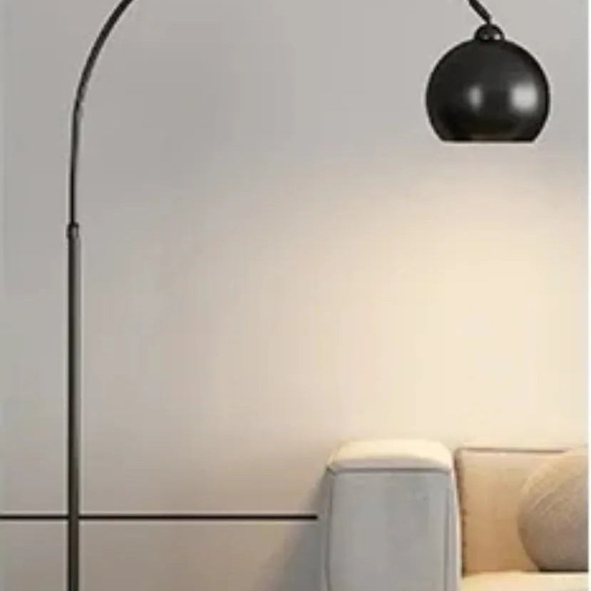 Sculptural Arc Floor Lamp Elaro – Black, Dome Shade Detail