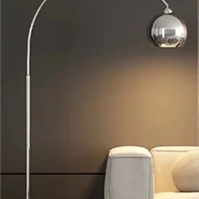 Sculptural Arc Floor Lamp Elaro – Silver, Dome Shade Detail