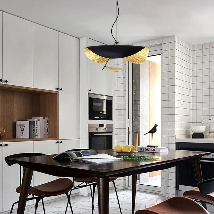 Sculptural Gold-Leaf Petal Pendant Light – Revonthal – Detail View
