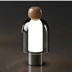 Harovant table lamp, Taupe Cap – Chrome Base finish, lit