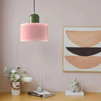 Pelindra Stained Glass Pendant – Blush Pink & Olive, Bedside Setting