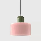 Pelindra Stained Glass Pendant – Blush Pink Shade / Moss Cap