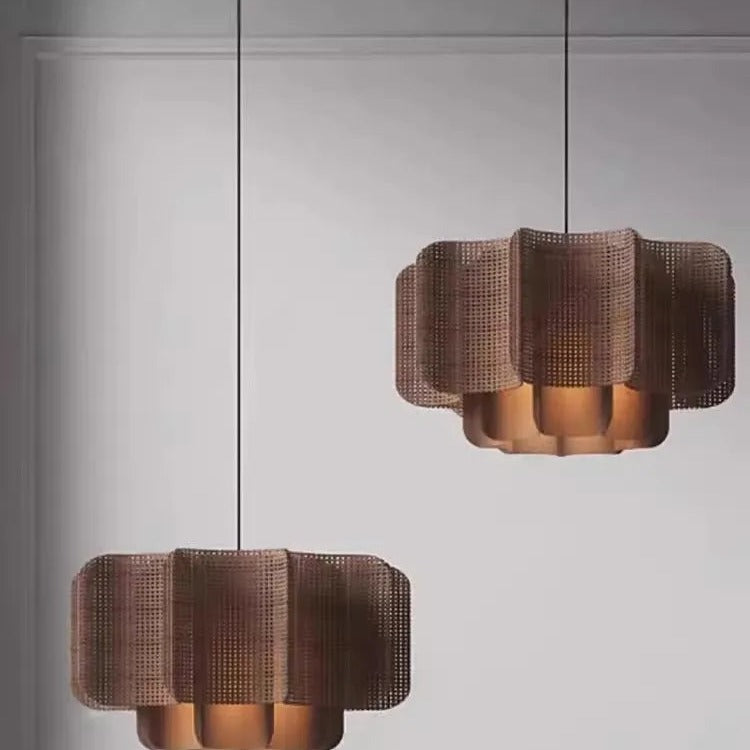 Hand-Woven Wicker Dome Pendant Light Rivandris – Lifestyle View 2