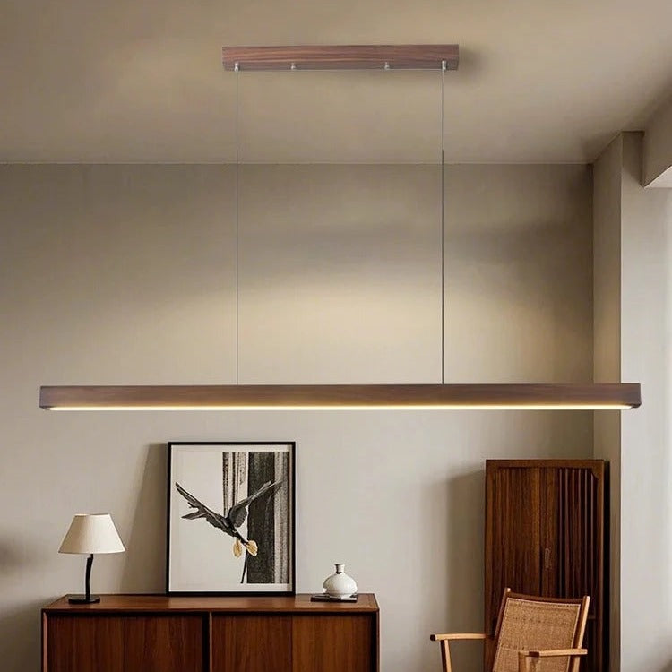 Minimalist Wood Bar Pendant Light Uaeliora – Lifestyle View 2