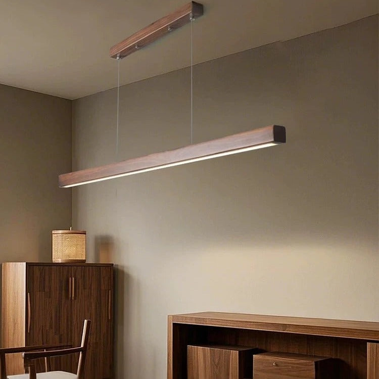 Minimalist Wood Bar Pendant Light Uaeliora – Lifestyle View 3