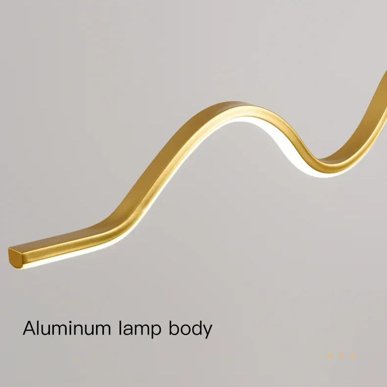 Modern Aluminum Wave Pendant Light with Moon Accent Qraeloria – Aluminum Body Detail