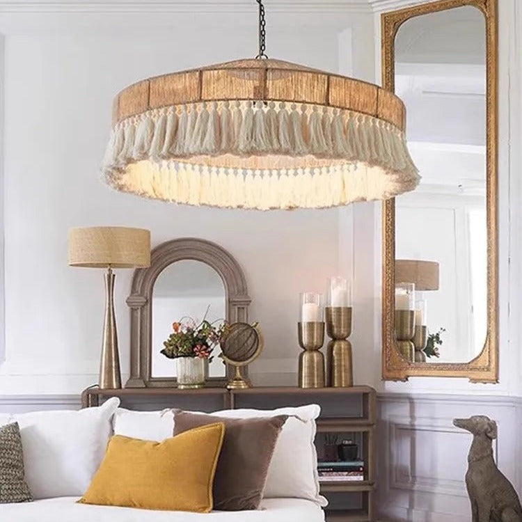 Wabi-Sabi Hemp Rope Tassel Pendant Light – Ysavion – Lifestyle View 2
