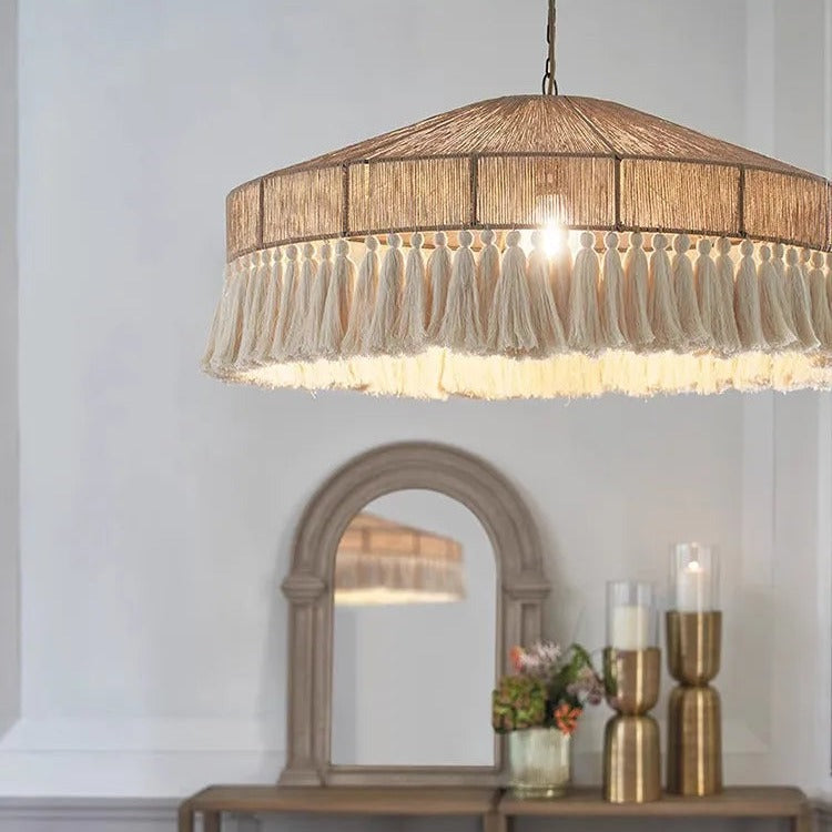 Wabi-Sabi Hemp Rope Tassel Pendant Light – Ysavion – Lifestyle View 4