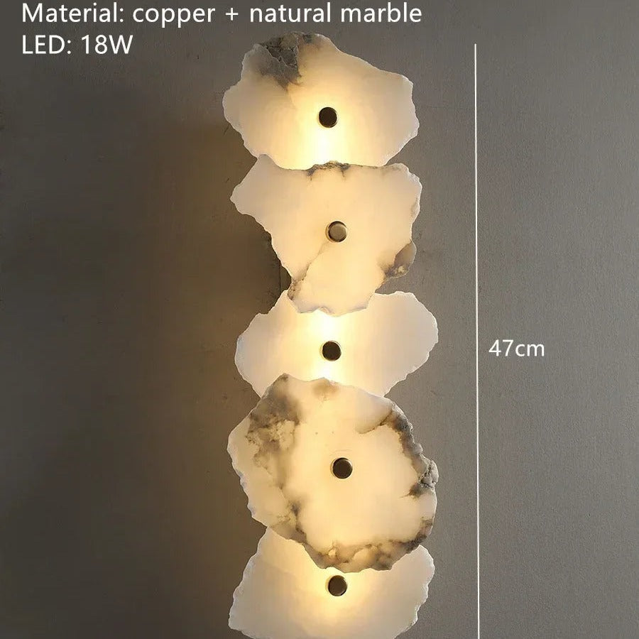 Stacked Alabaster & Copper Wall Sconce – Seraphon, 5 Heads, 47cm