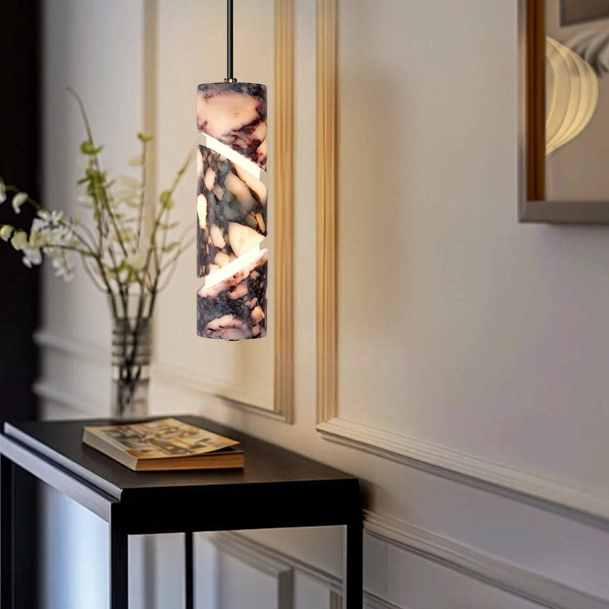 Marble Cylinder Pendant Light – Dbelorn – Lifestyle View 2