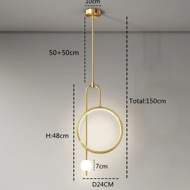 Modern Metal Ring Pendant Light Circlion — Gold
