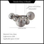 Stellarix Bubble Cluster Chandelier — 5-Head Smoke Grey