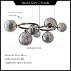 Stellarix Bubble Cluster Chandelier — 7-Head Smoke Grey