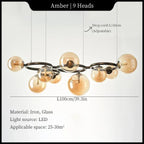 Stellarix Bubble Cluster Chandelier — 9-Head Amber