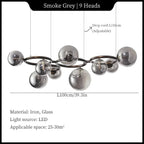 Stellarix Bubble Cluster Chandelier — 9-Head Smoke Grey