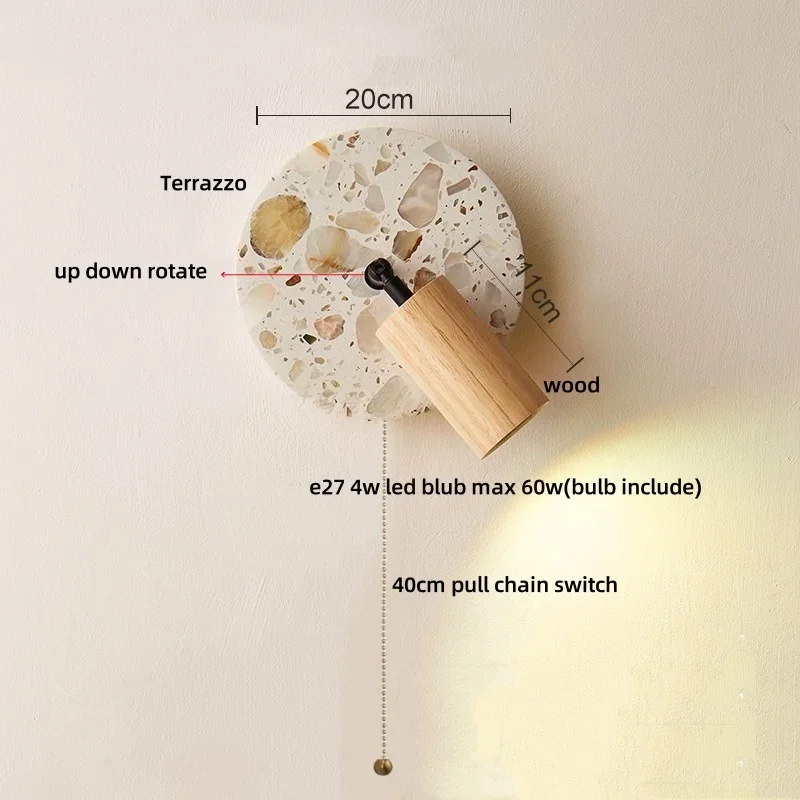 Nordic Translucent Stone Wall Sconce Stenvald – Terrazzo Dimensions Diagram