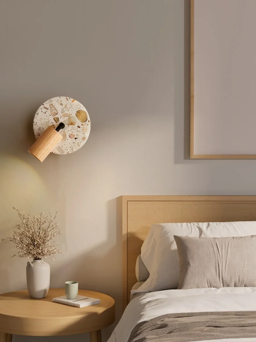 Nordic Translucent Stone Wall Sconce Stenvald – No Switch Version, Oak Arm