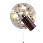 Nordic Translucent Stone Wall Sconce Stenvald – Pull Chain Switch Version, Walnut Arm