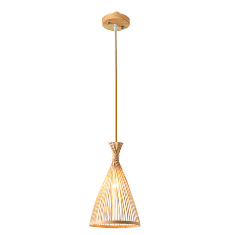 Natural Bamboo Conical Chandelier Garion – Lifestyle View 4