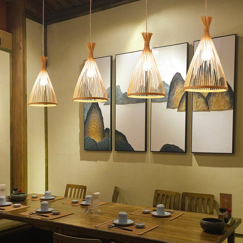 Natural Bamboo Conical Chandelier Garion – Product Detail 12
