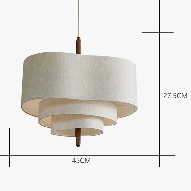 Nordic Tiered Fabric Pendant Light – Daselion, dimension chart Ø45cm × H27.5cm
