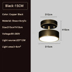 Hand-Finished Copper Disc Ceiling Light Coprevo – Black 15cm Dimensions
