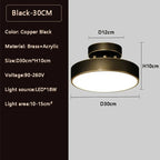 Hand-Finished Copper Disc Ceiling Light Coprevo – Black 30cm Dimensions