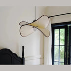 Sculptural Wave Fabric Pendant Light Talvoria - Black, 50cm, Bedroom Lifestyle View